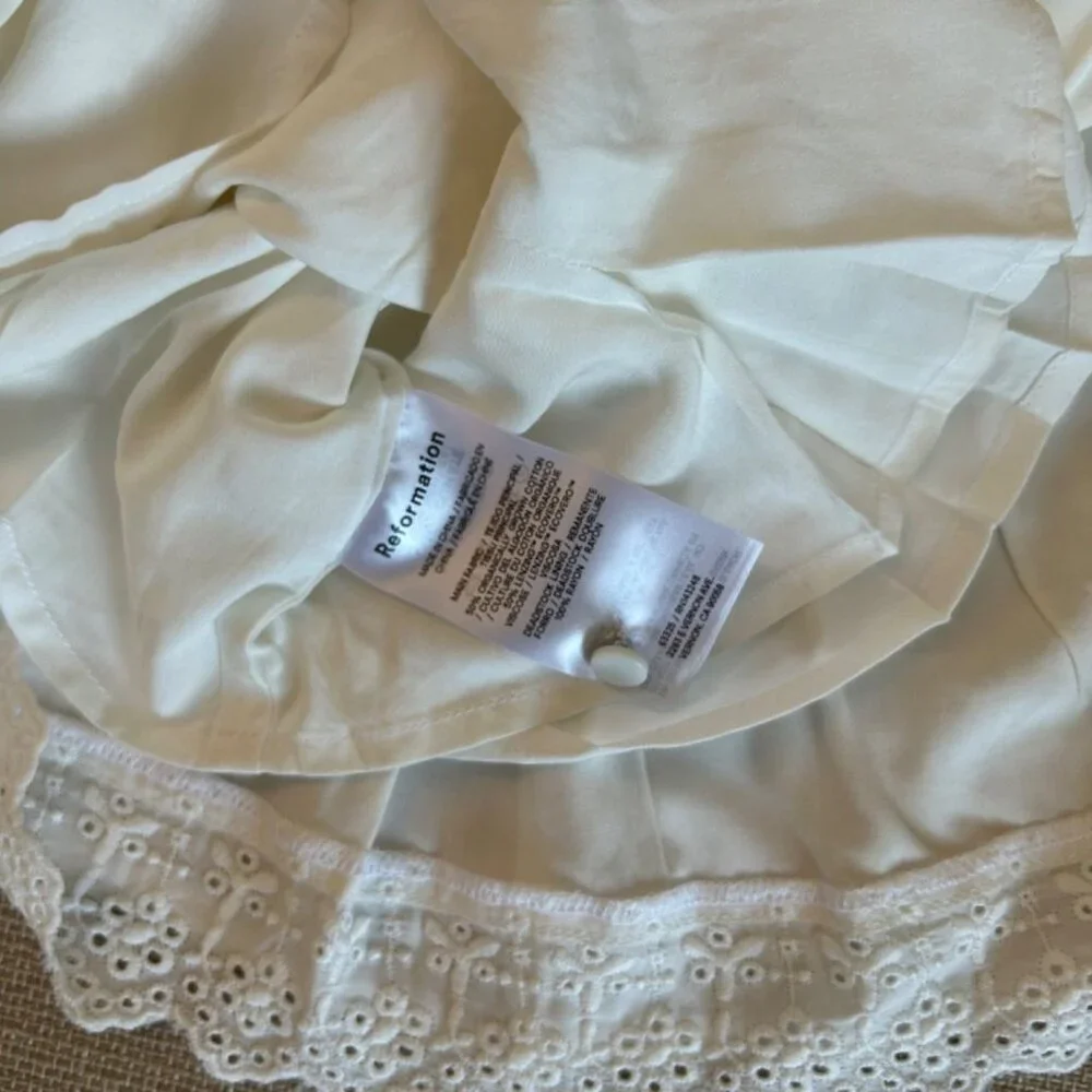 BEST NEW Reformation Valetta Two Piece Sz6 White Cotton Lace Detail Vacation_10